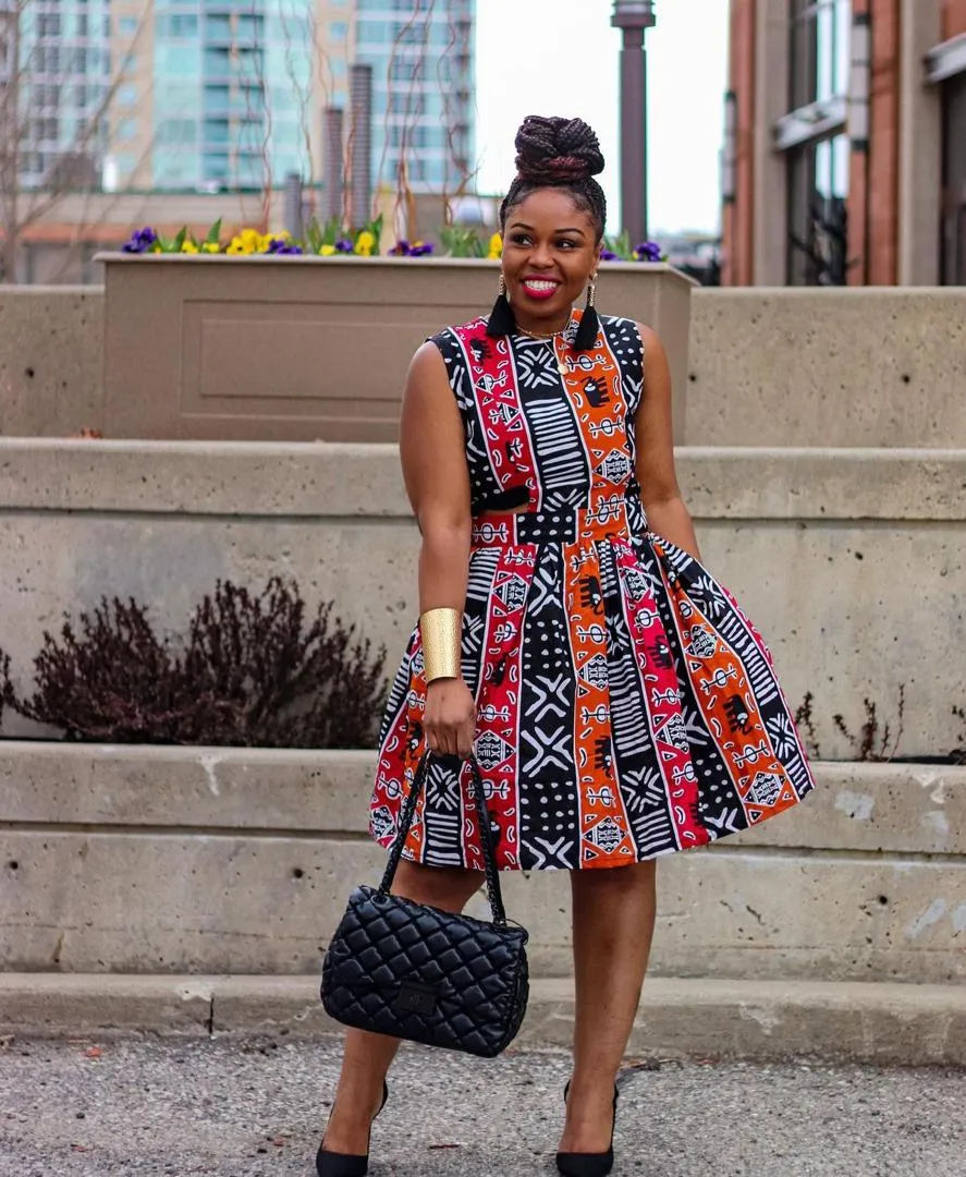 DEMI AFRICAN PRINT MIDI DRESS