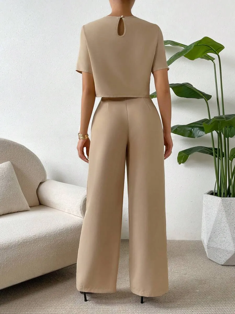 Demi Crop Blouse & Wide Leg Pants