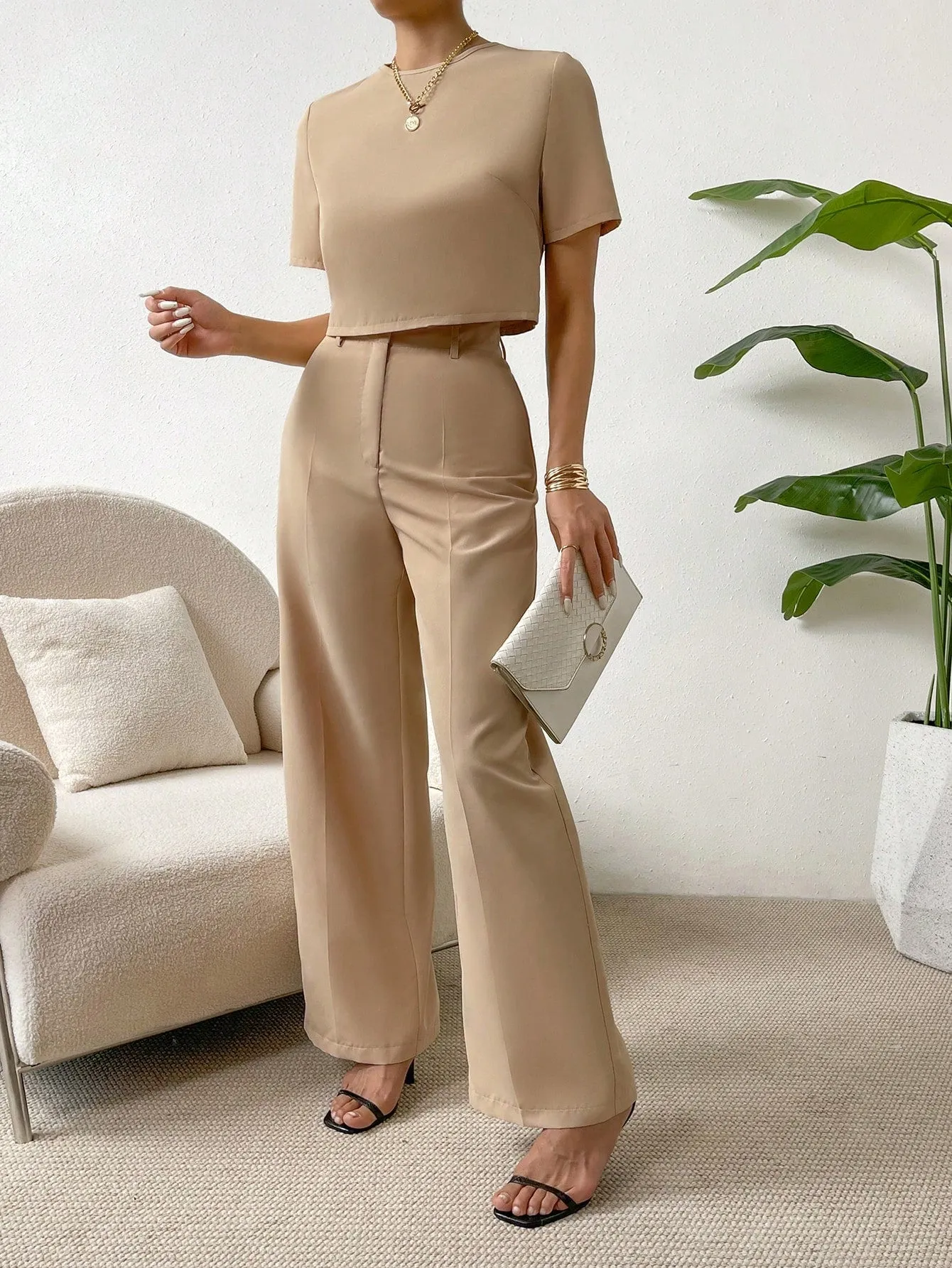 Demi Crop Blouse & Wide Leg Pants