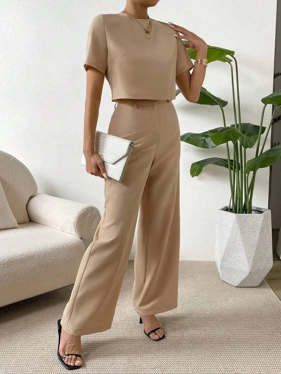 Demi Crop Blouse & Wide Leg Pants