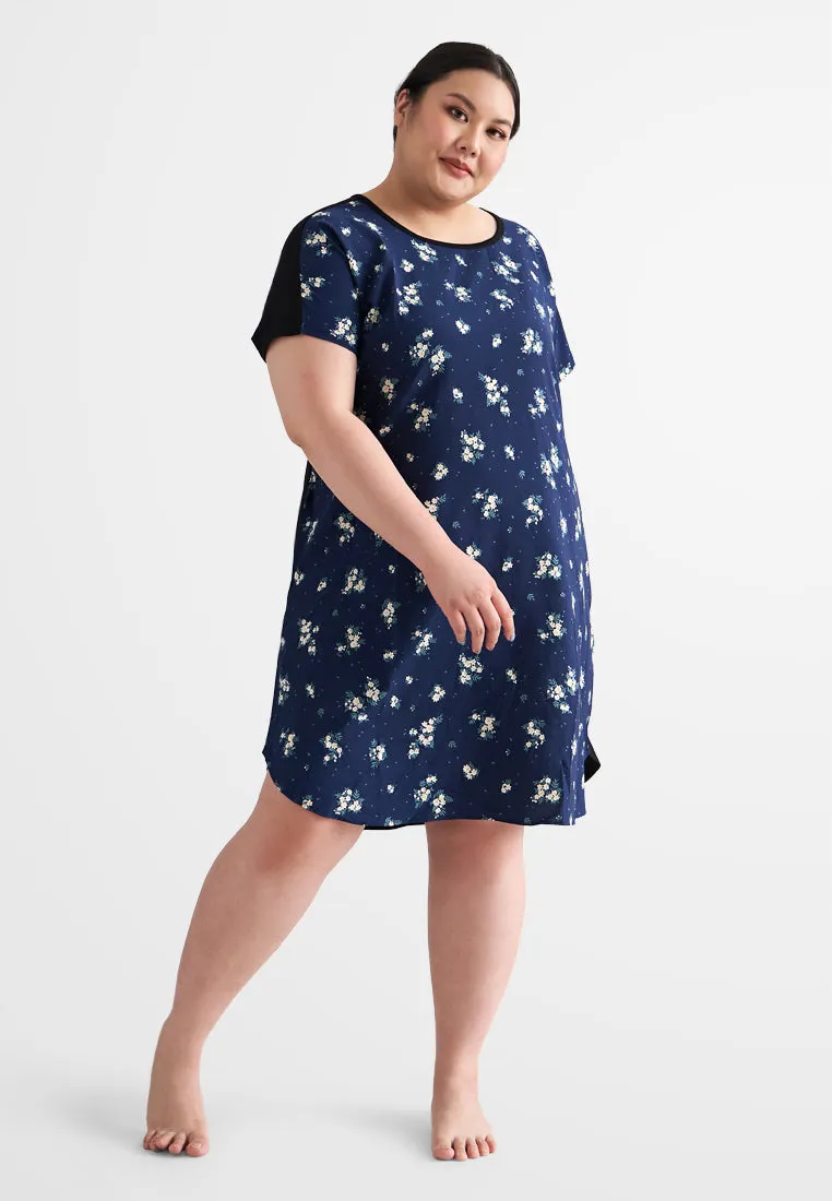 Dency Back Stretch Lounge Dress - Black Prints