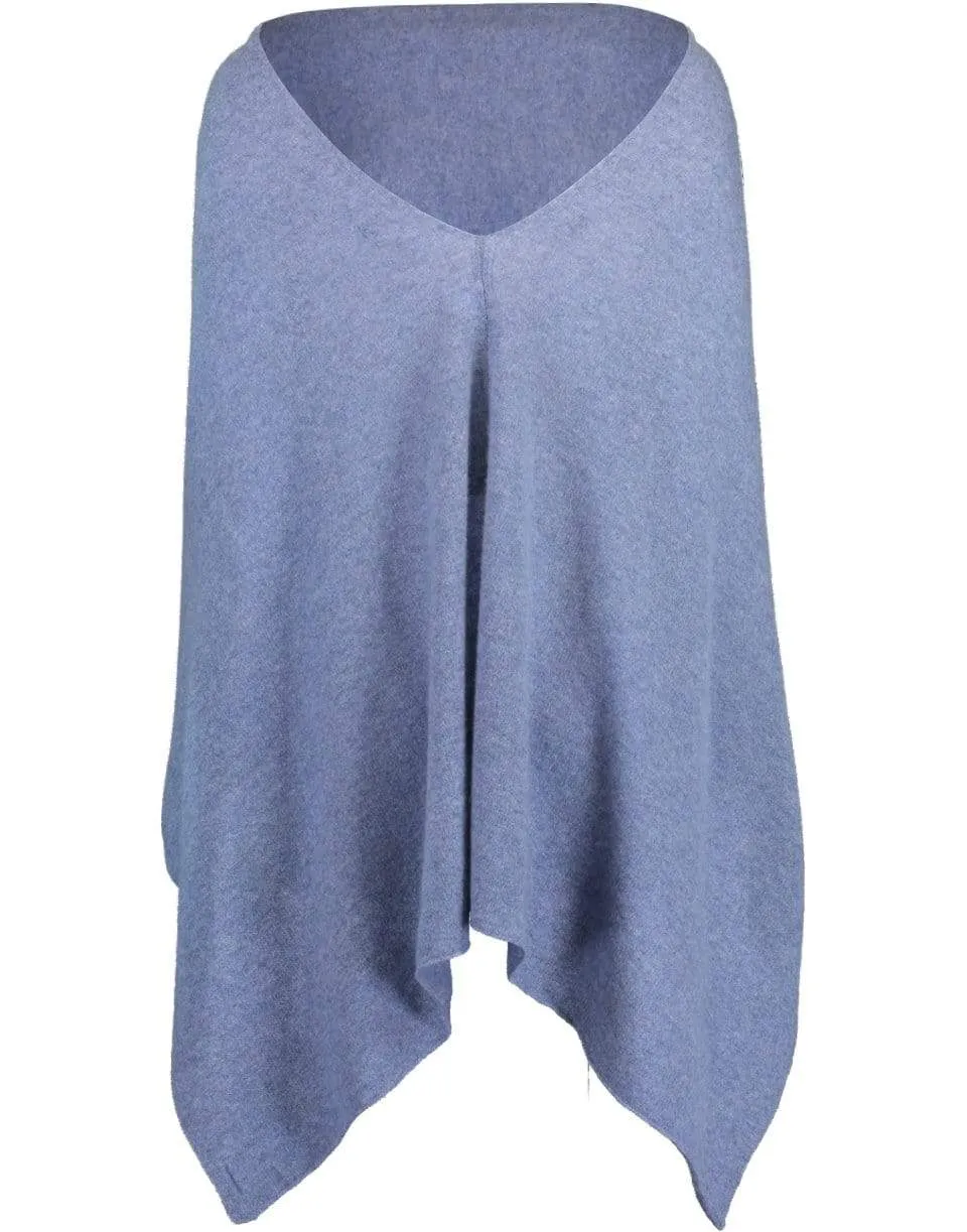 Denim Blue Ruana Cashmere Poncho