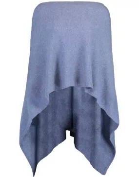 Denim Blue Ruana Cashmere Poncho