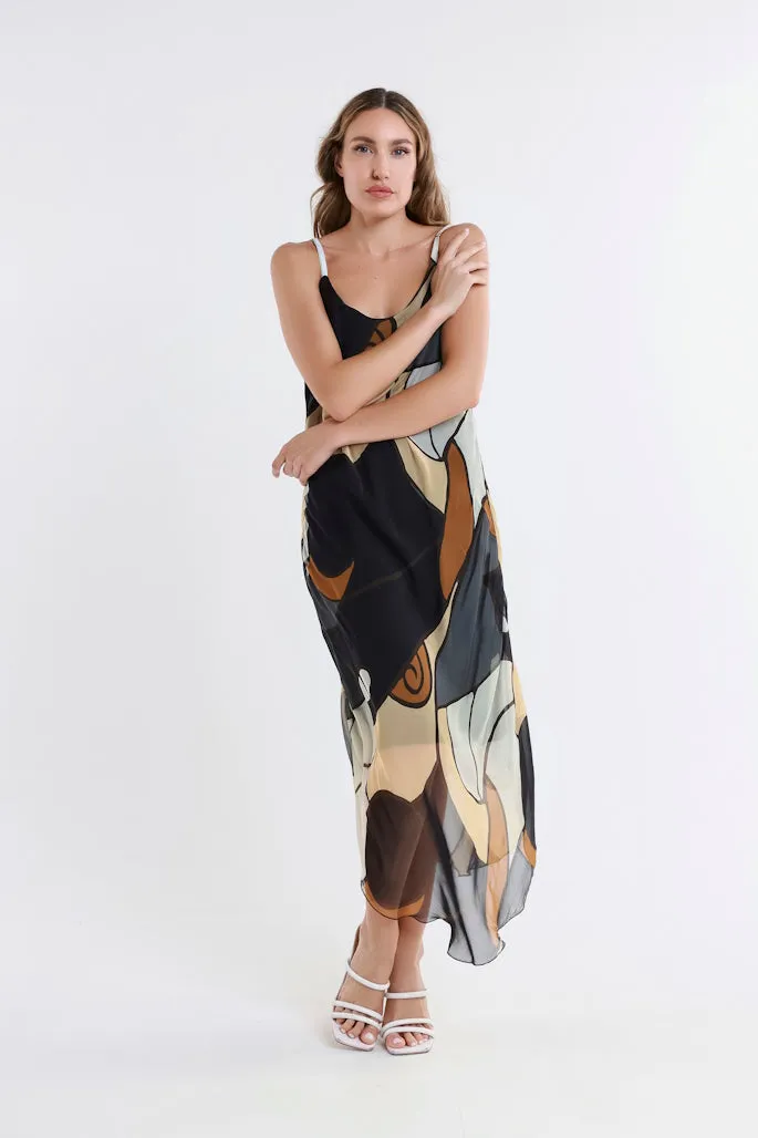 Desert Moon Rachel Silk Midi Dress (DT224D)