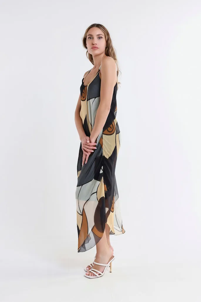 Desert Moon Rachel Silk Midi Dress (DT224D)