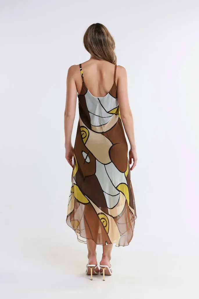 Desert Moon Rachel Silk Midi Dress (DT224D)