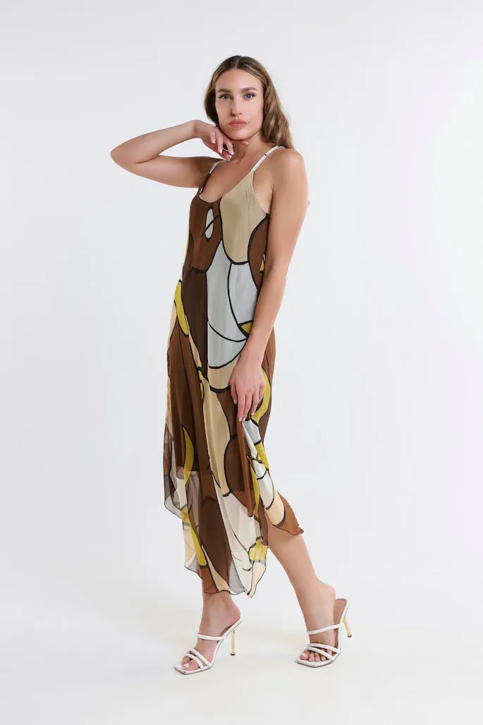 Desert Moon Rachel Silk Midi Dress (DT224D)