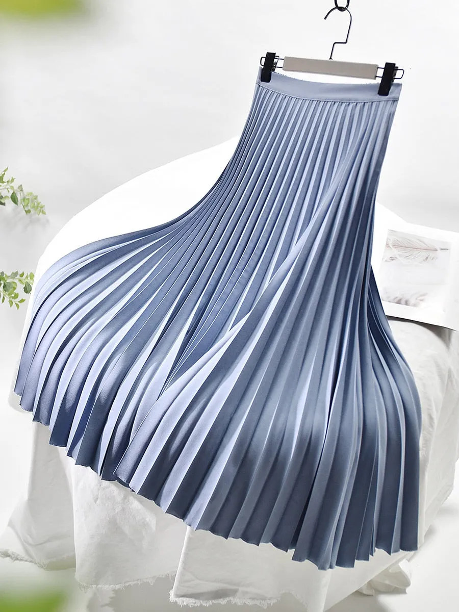 Elegant & Chic Solid Pleated Skirt