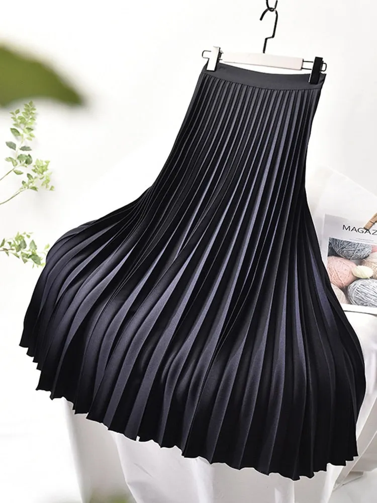 Elegant & Chic Solid Pleated Skirt