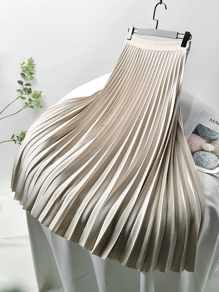 Elegant & Chic Solid Pleated Skirt