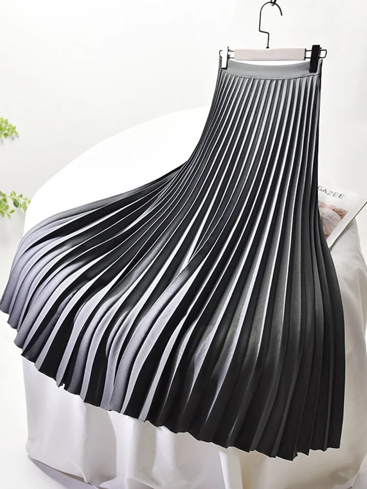 Elegant & Chic Solid Pleated Skirt