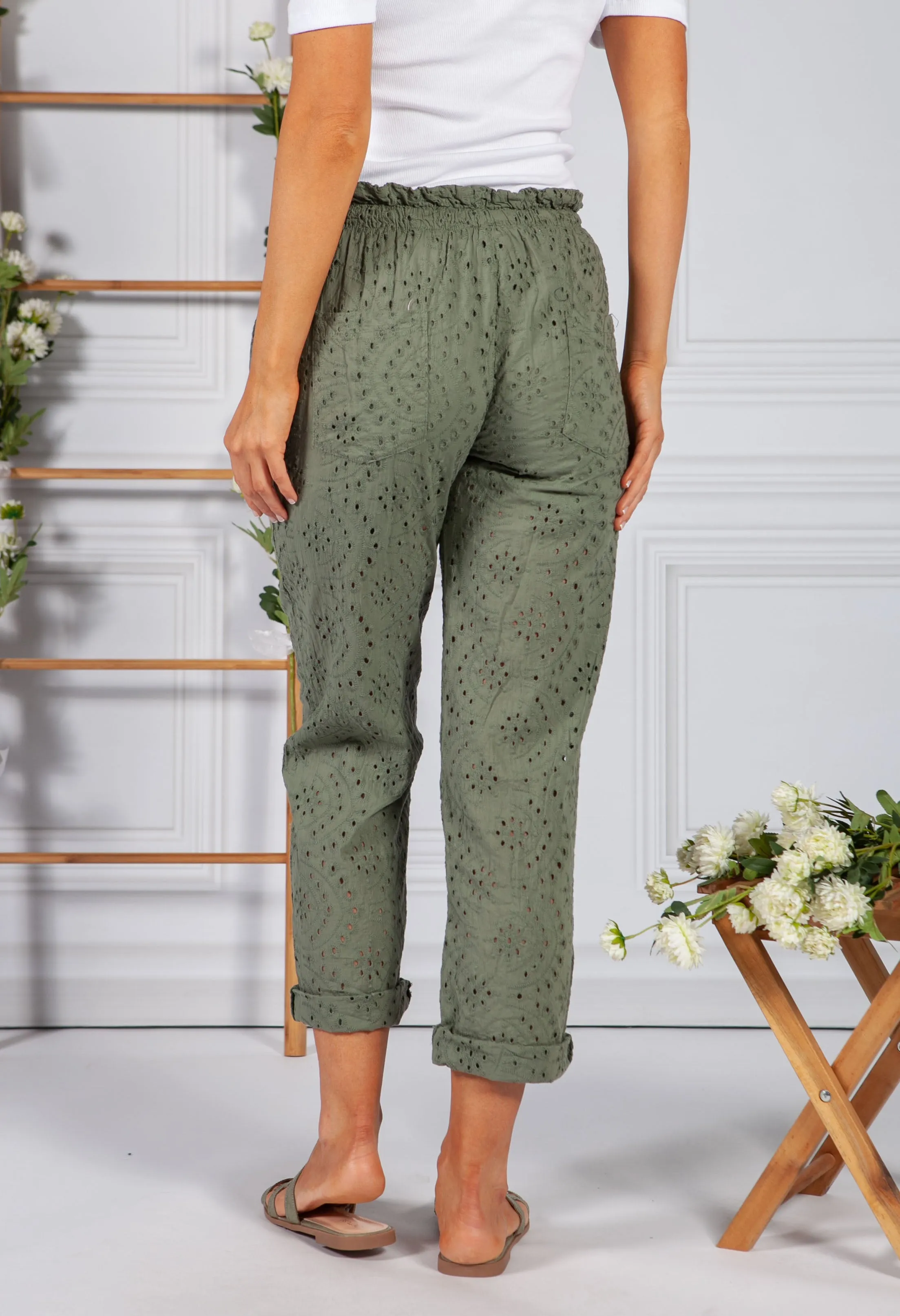 Embroidered Khaki Pant