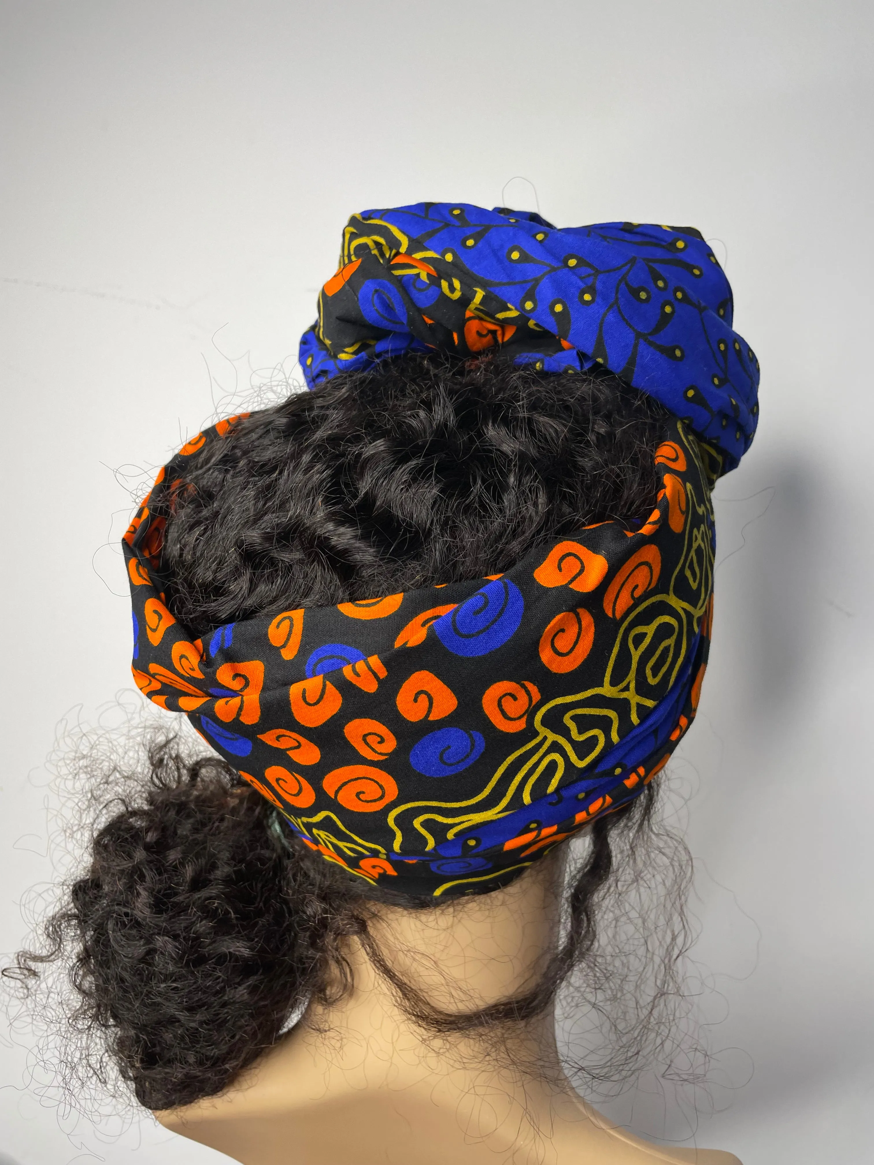 Esohe Blue and Orange Ankara Headwrap/Scarf