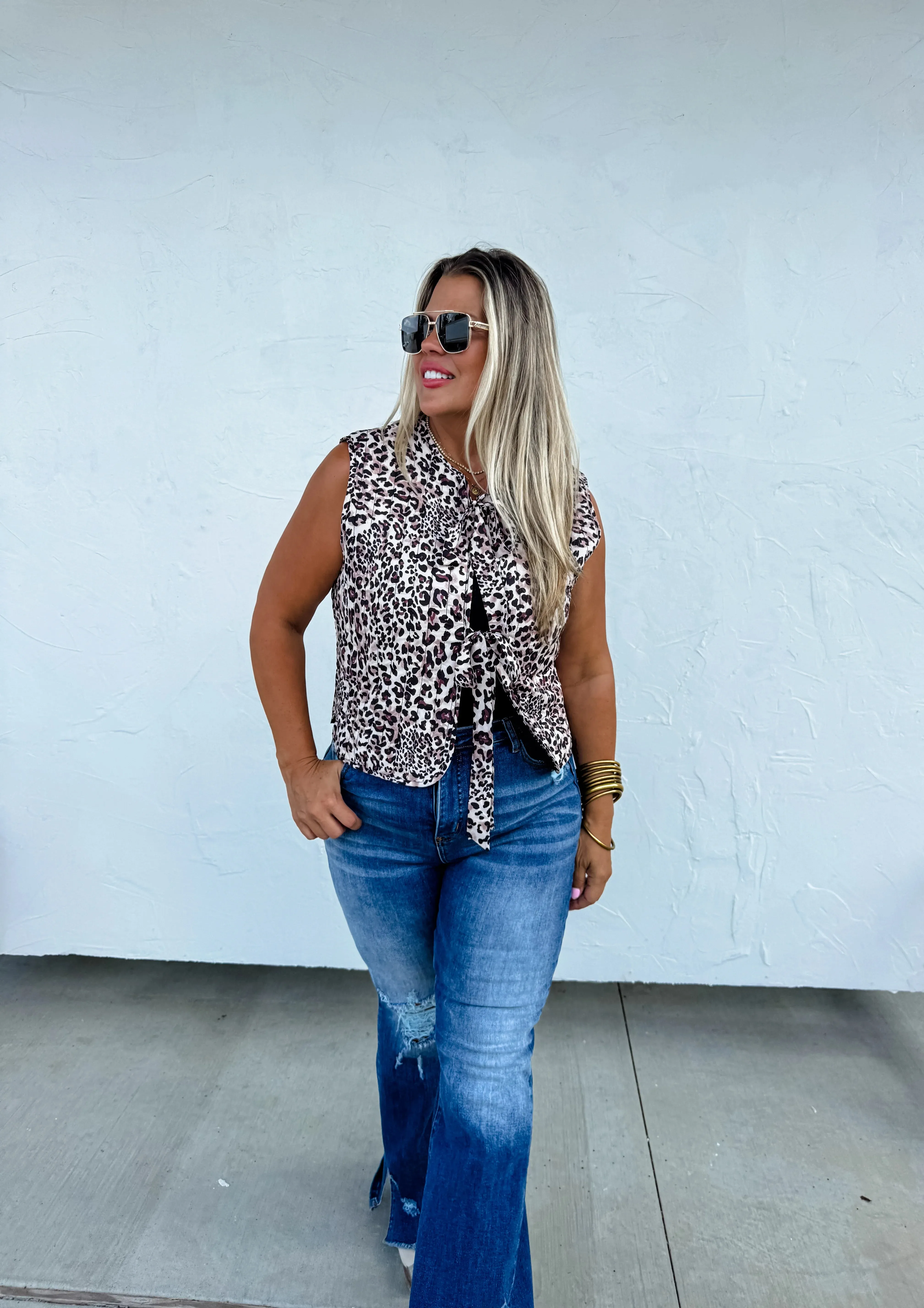 Everyly Cheetah Quilted Vest - RTS