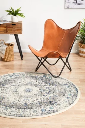 Evoke 251 Round Rug (White) by Rug Culture