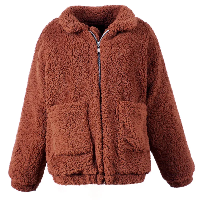 Faux Fur Cozy Cute Super Warm Soft Zipper Lined Casual Coat