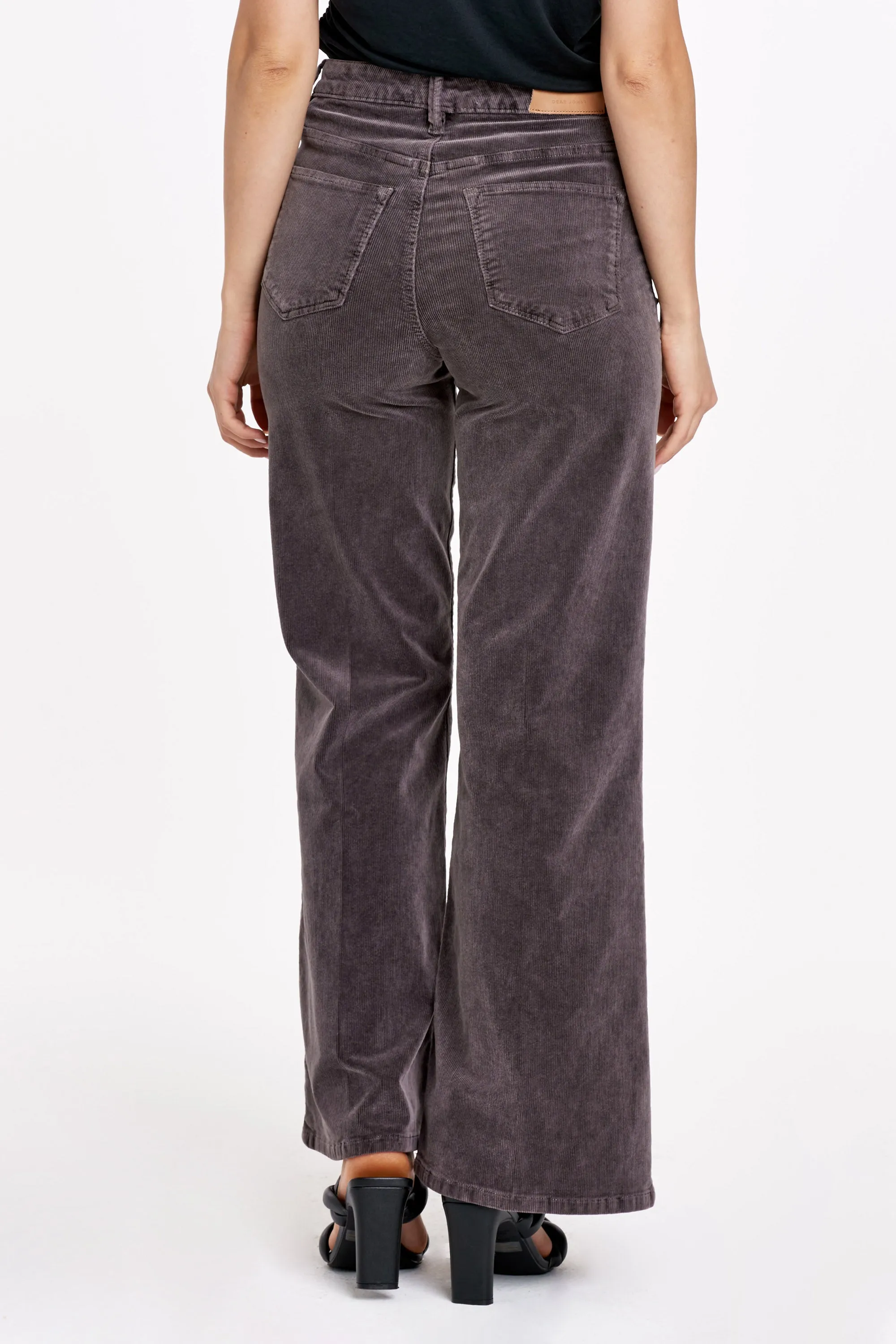 FIONA HIGH RISE WIDE LEG CORDUROY PANTS ESPRESSO