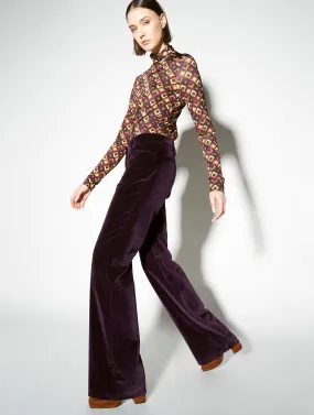 Flared plum velvet trousers