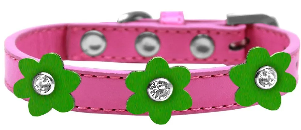 Flower Premium Collar Bright Pink With Emerald Green Flowers Size 14