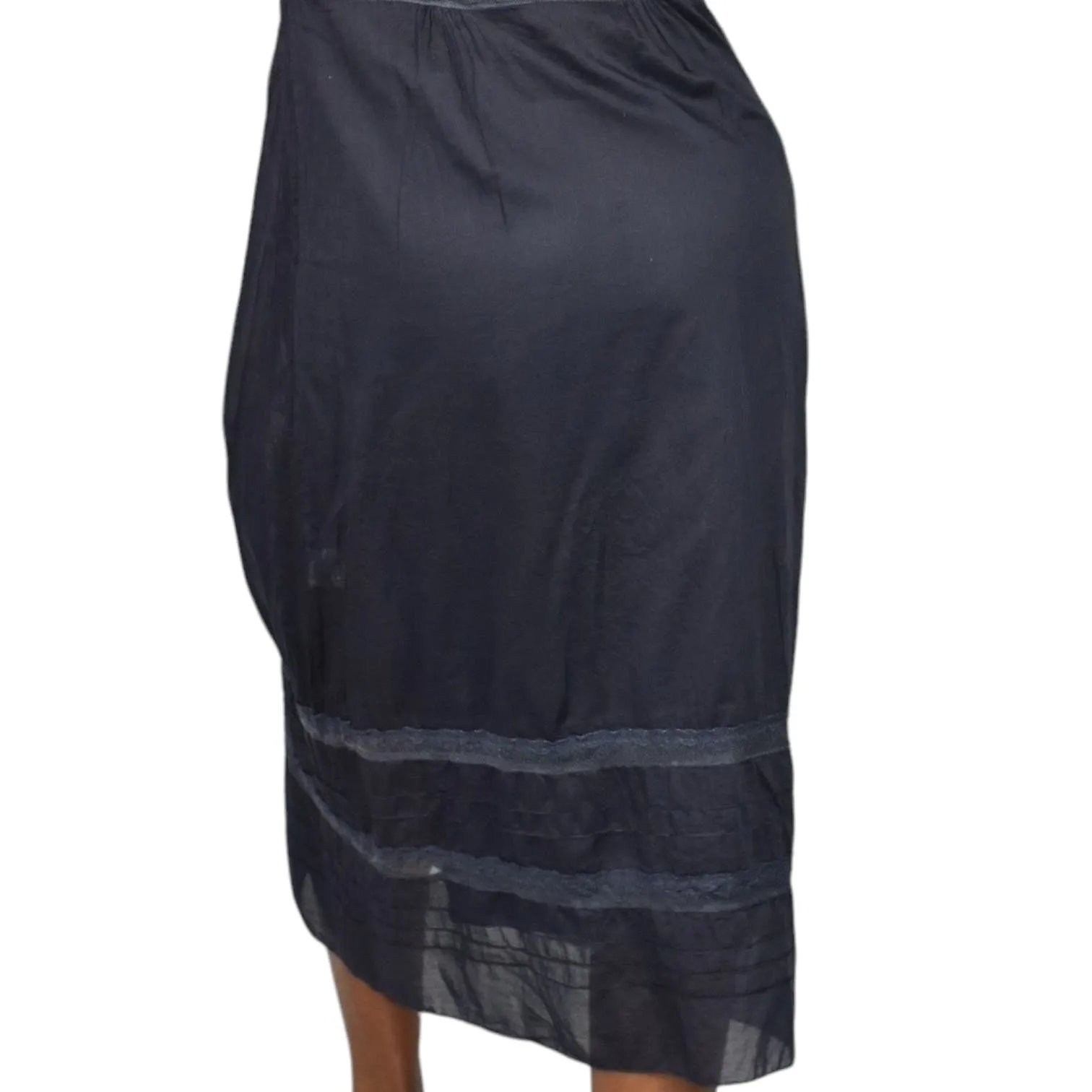 Forte Forte Midi Dress Blue Navy Cotton Voile Sheer Spaghetti Strap Lace Pinafore Size Medium