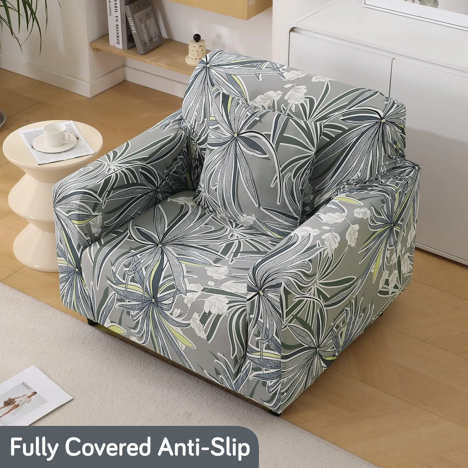 Frost Grey Marginata Printed Stretchable Sofa Cover