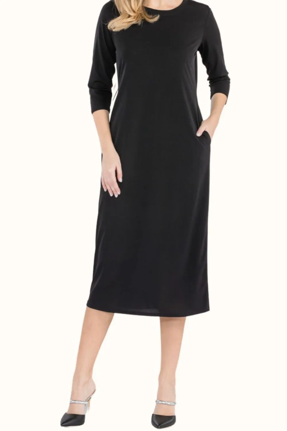 Full Size Round Neck Midi Dress