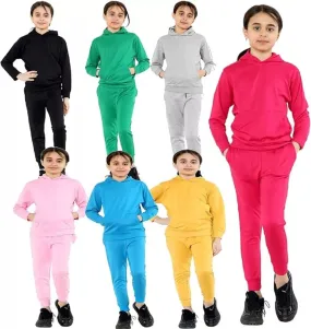 Girls Kids Fleece Tracksuit 2Pcs Hoodies Sports Sweatpants Jogging 7-8, 14 Years