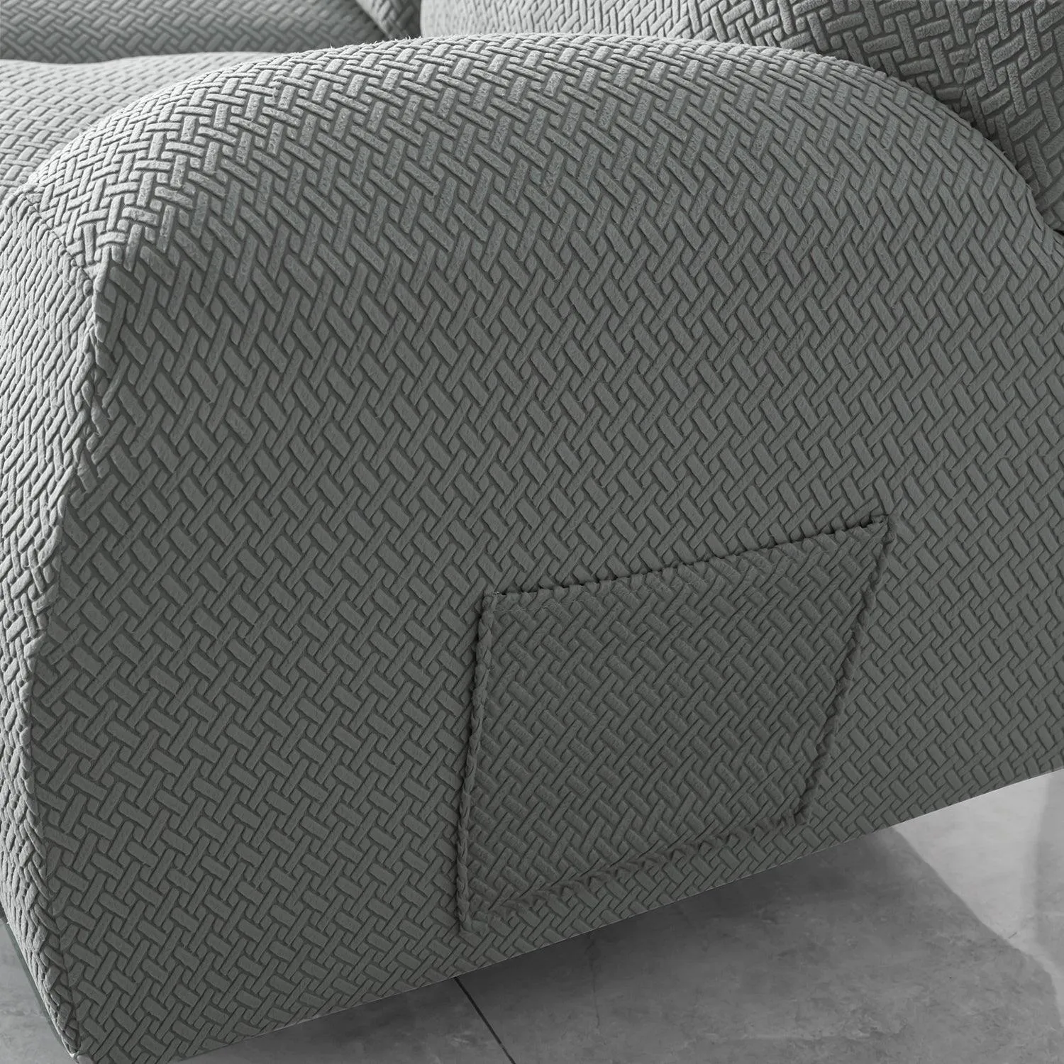 Grey Stretchable Jacquard Recliner Sofa Cover | Elastic & Anti-Slip