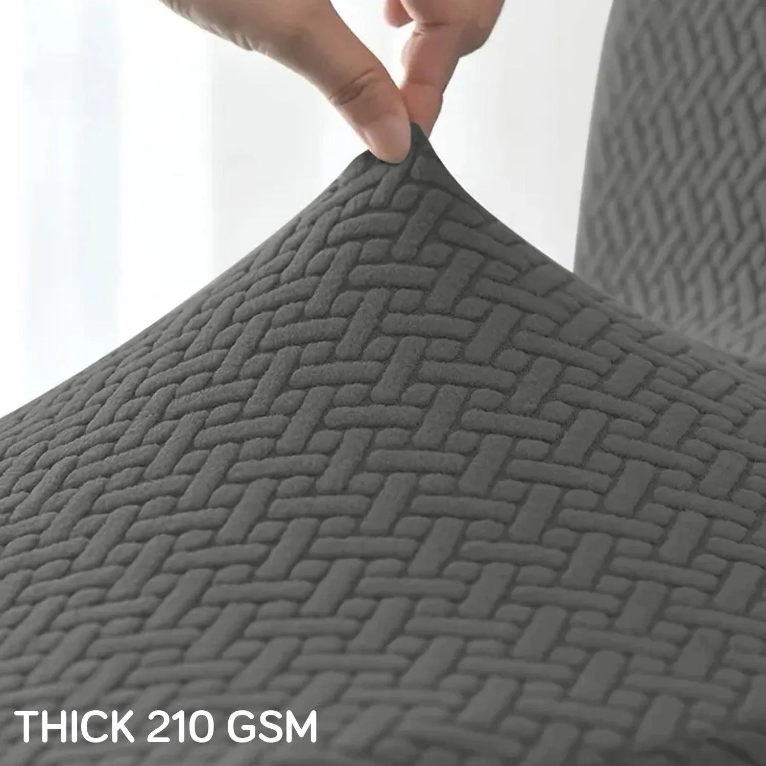 Grey Stretchable Jacquard Recliner Sofa Cover | Elastic & Anti-Slip