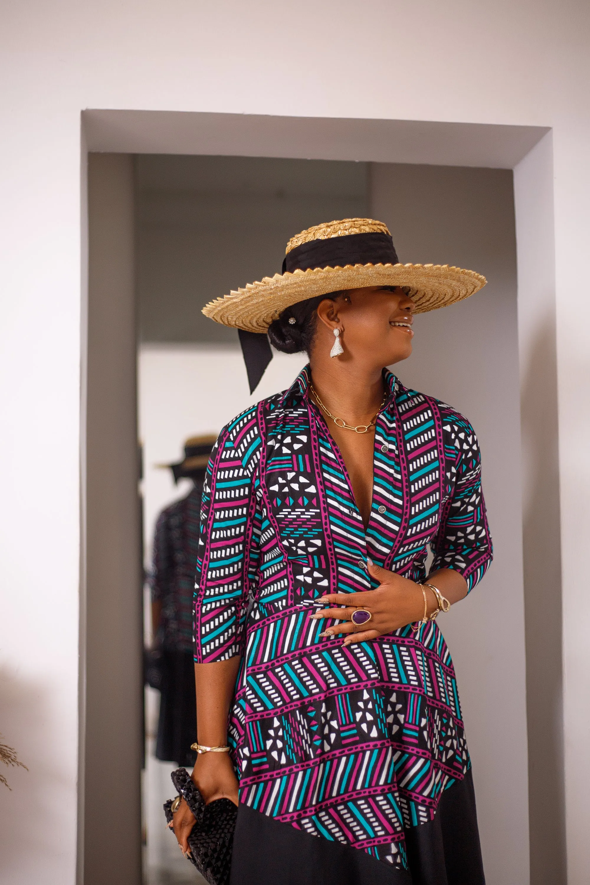 HADIZA AFRICAN PRINT MIDI DRESS