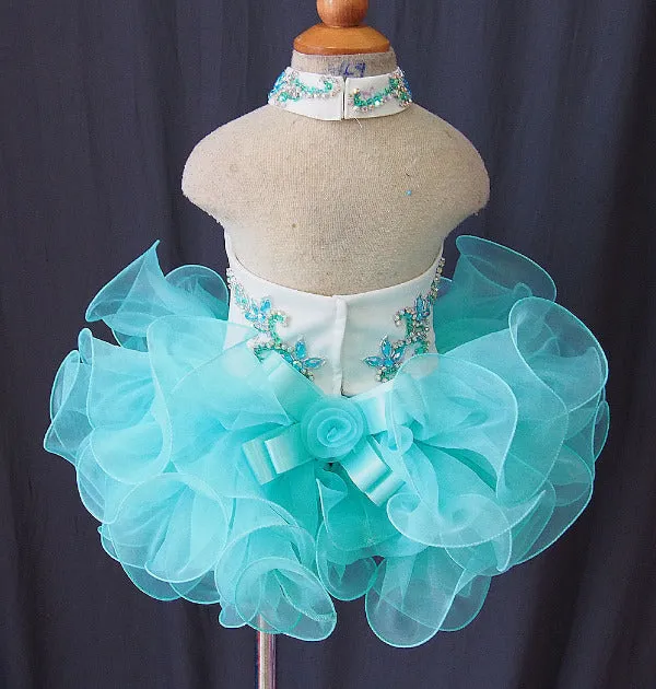 Halter Beaded Bodice Little Girl Glitz Cupcake Pageant Dress