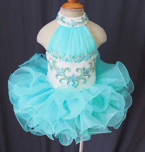 Halter Beaded Bodice Little Girl Glitz Cupcake Pageant Dress