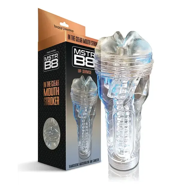 Happy Endings MSTR B8 In The Clear Mouth Stroker Lip Service Canister