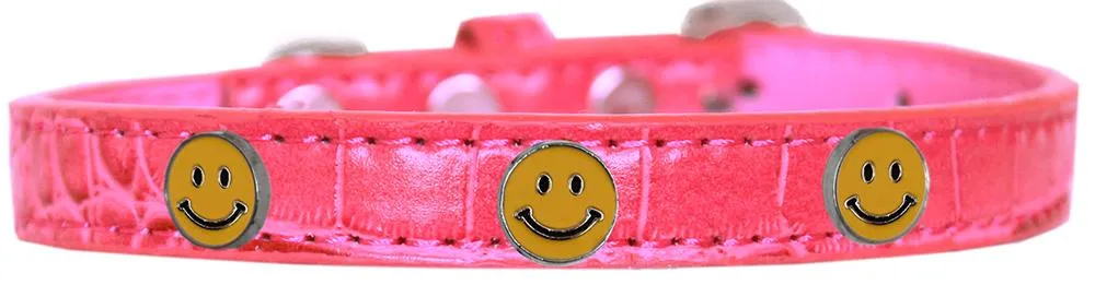 Happy Face Widget Croc Dog Collar Bright Pink Size 20