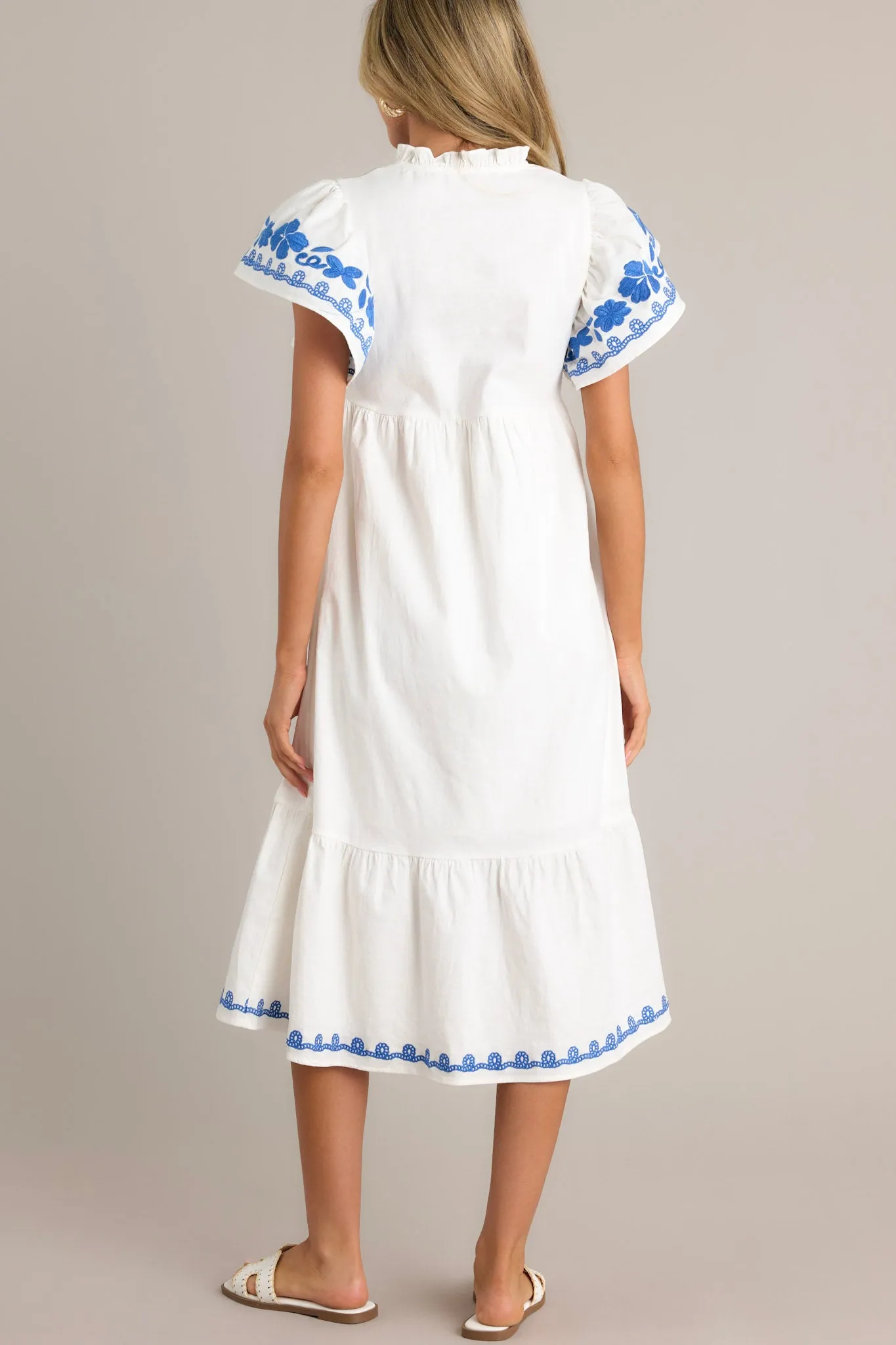 Harmonic Bliss Ivory Embroidered Midi Dress