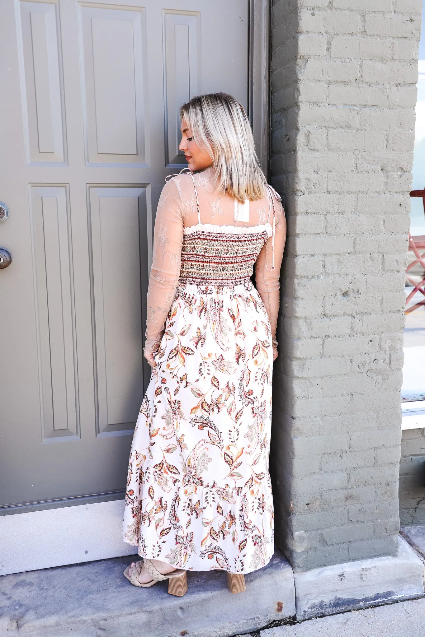 Harper Tie Shoulder Boho Paisley Maxi Dress