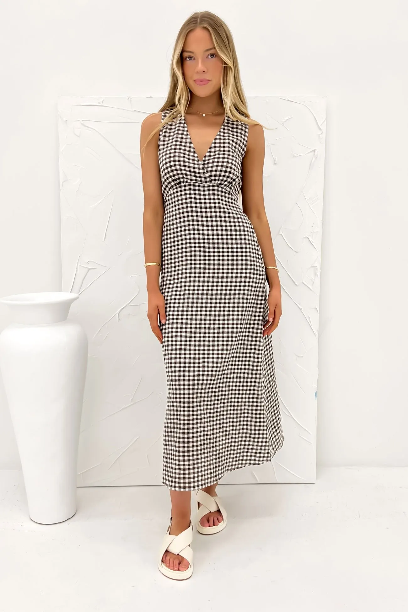 Haven Midi Dress Chocolate Check