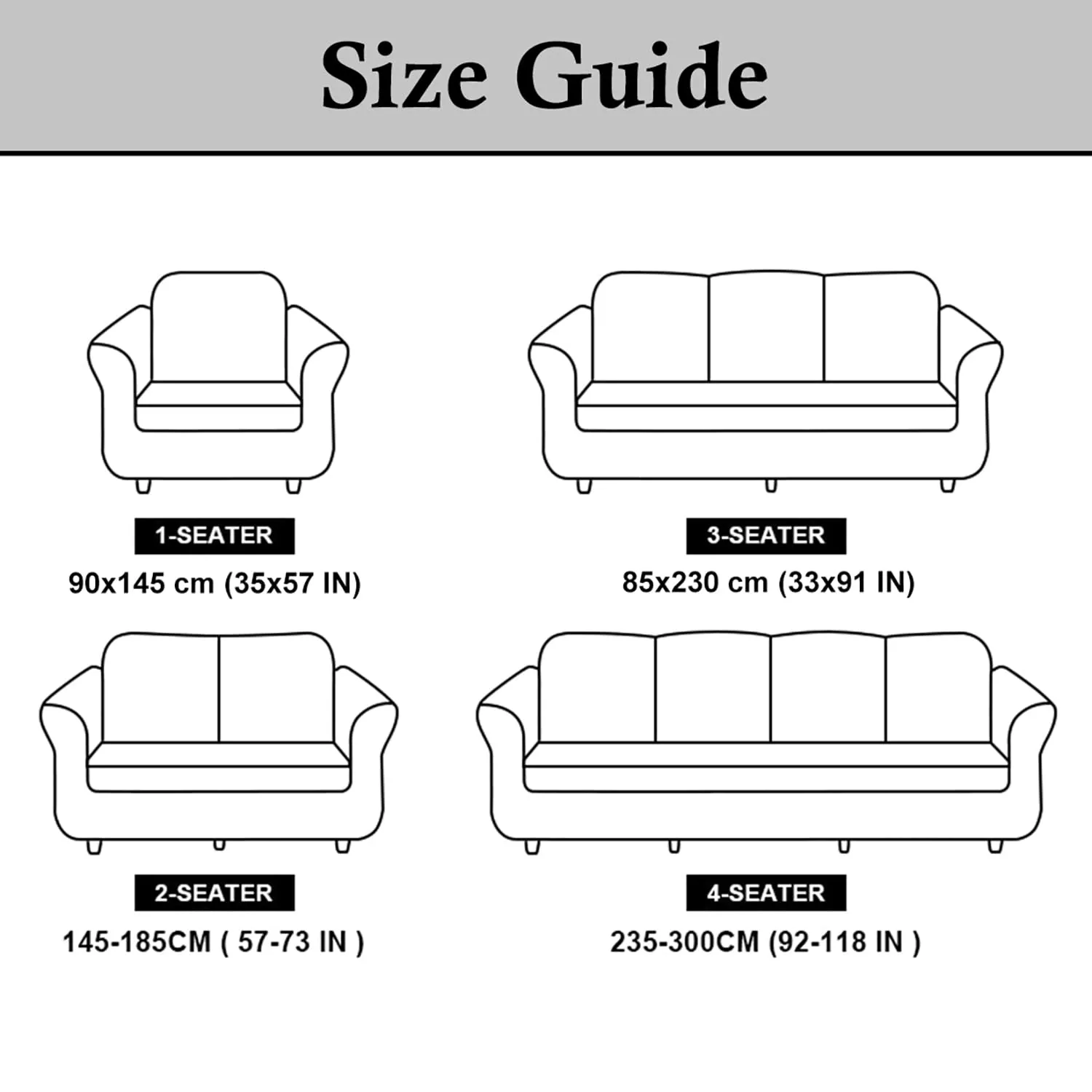 Heart Home Multi Check Printed Stretchable, Non-Slip Polyster 3 Seater Sofa Cover/Slipcover/Protector with Foam Stick (Grey)-50HH01409