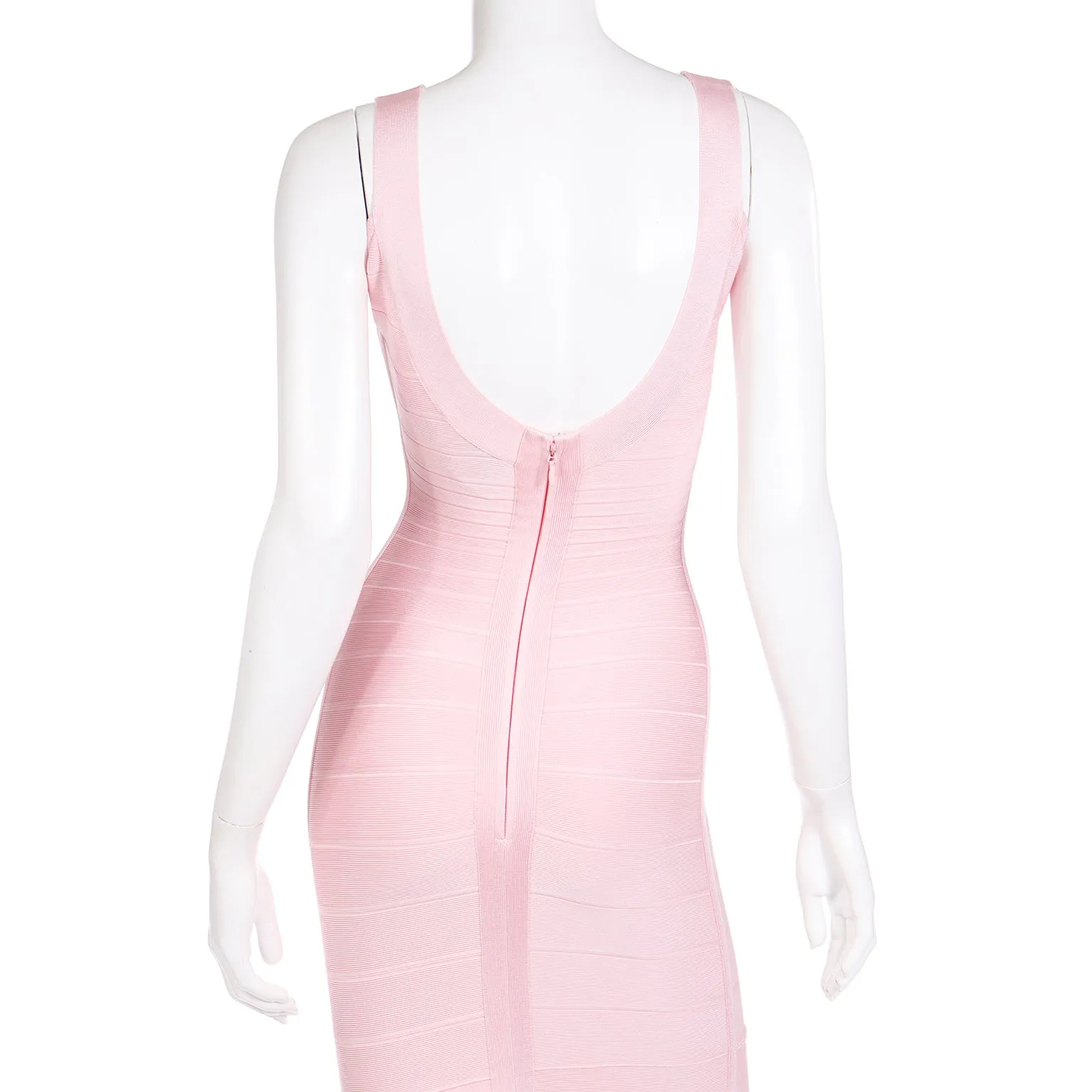 Herve Leger Long Pink Bandage Dress