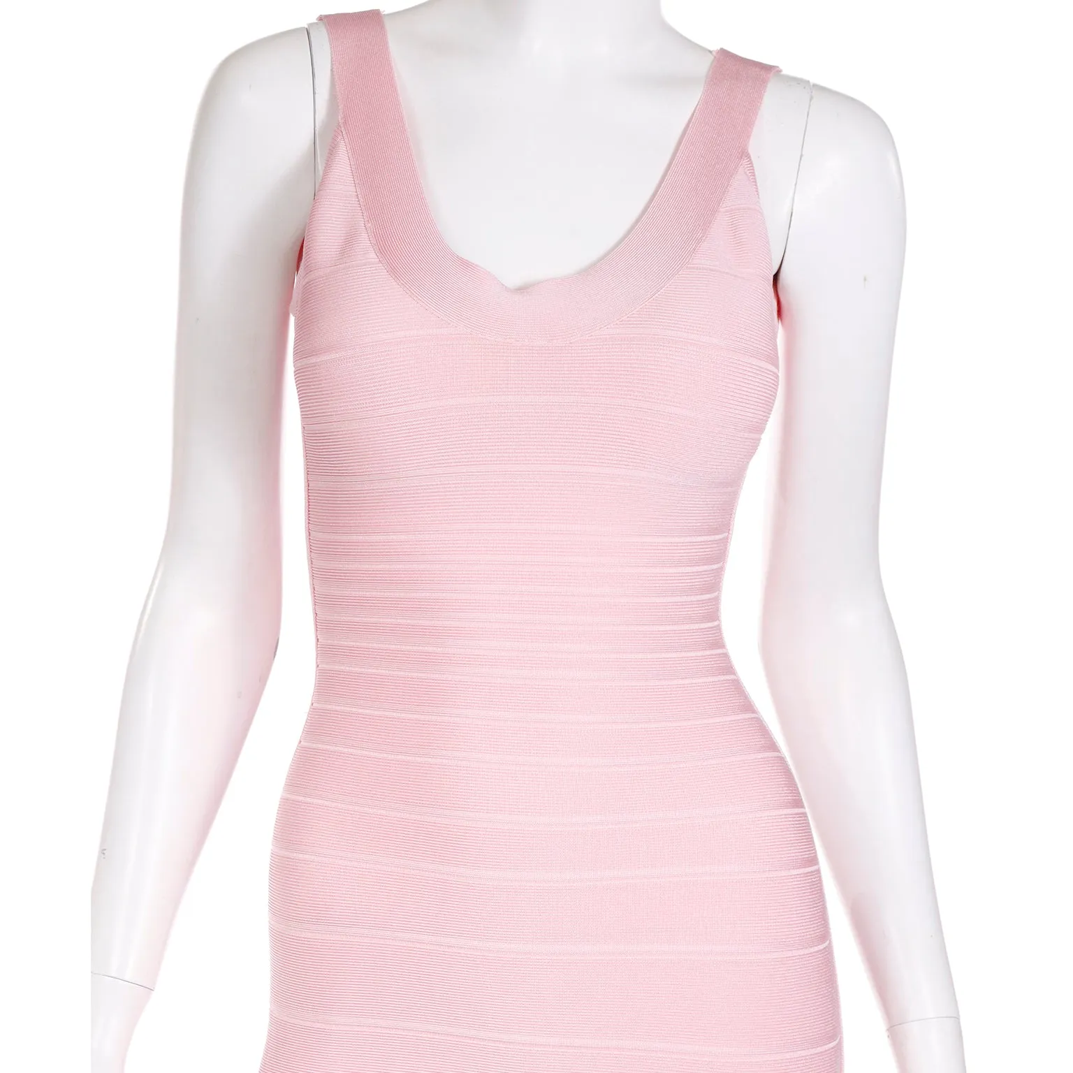 Herve Leger Long Pink Bandage Dress