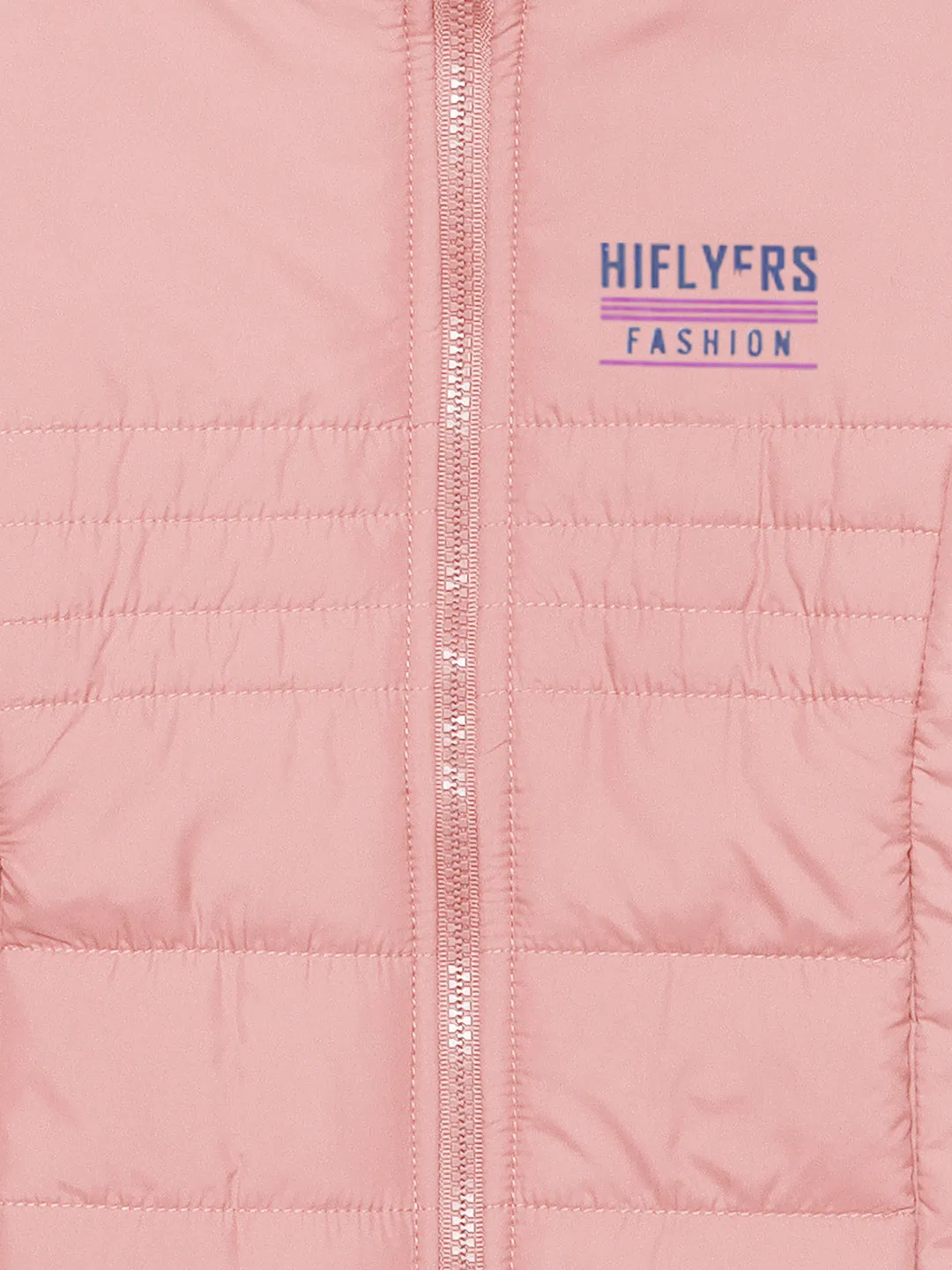 HiFlyers Girls Regular Fit | Polyster |Fluffy Full Sleeves |Quilted Insulation|High Neck Stand Collar|Zipper Jacket -Pink