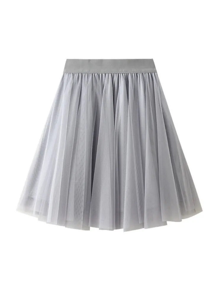 High Waist Fluffy Slim Short Mesh Skirt