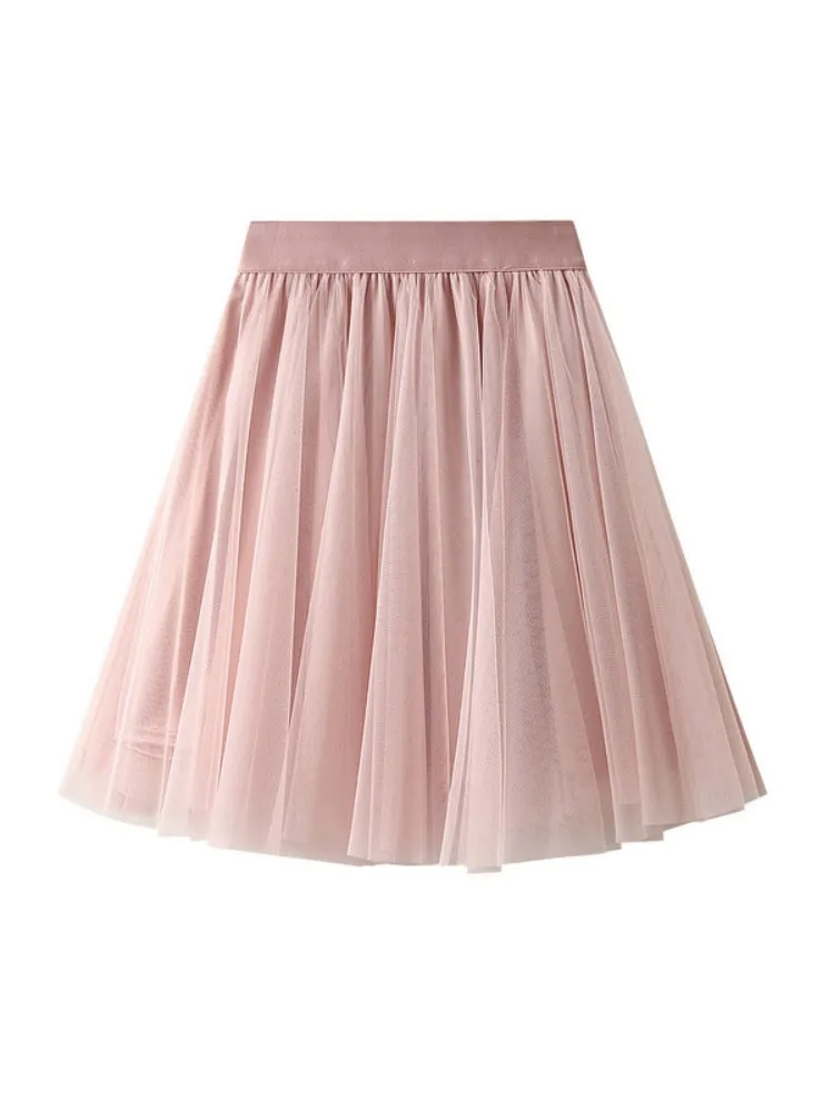 High Waist Fluffy Slim Short Mesh Skirt