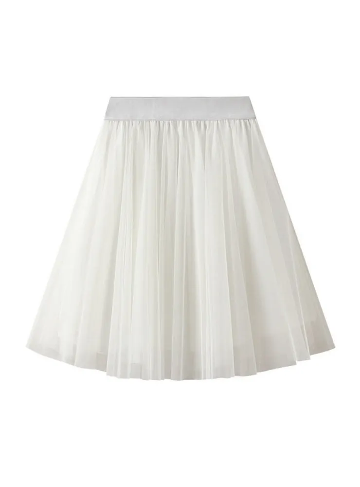 High Waist Fluffy Slim Short Mesh Skirt