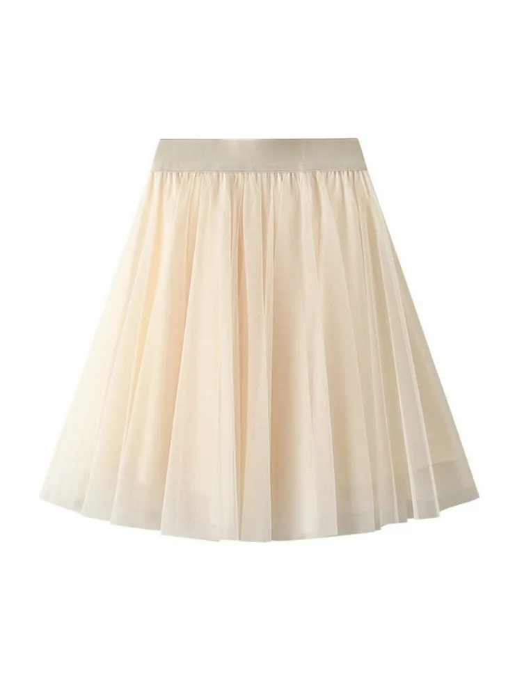 High Waist Fluffy Slim Short Mesh Skirt