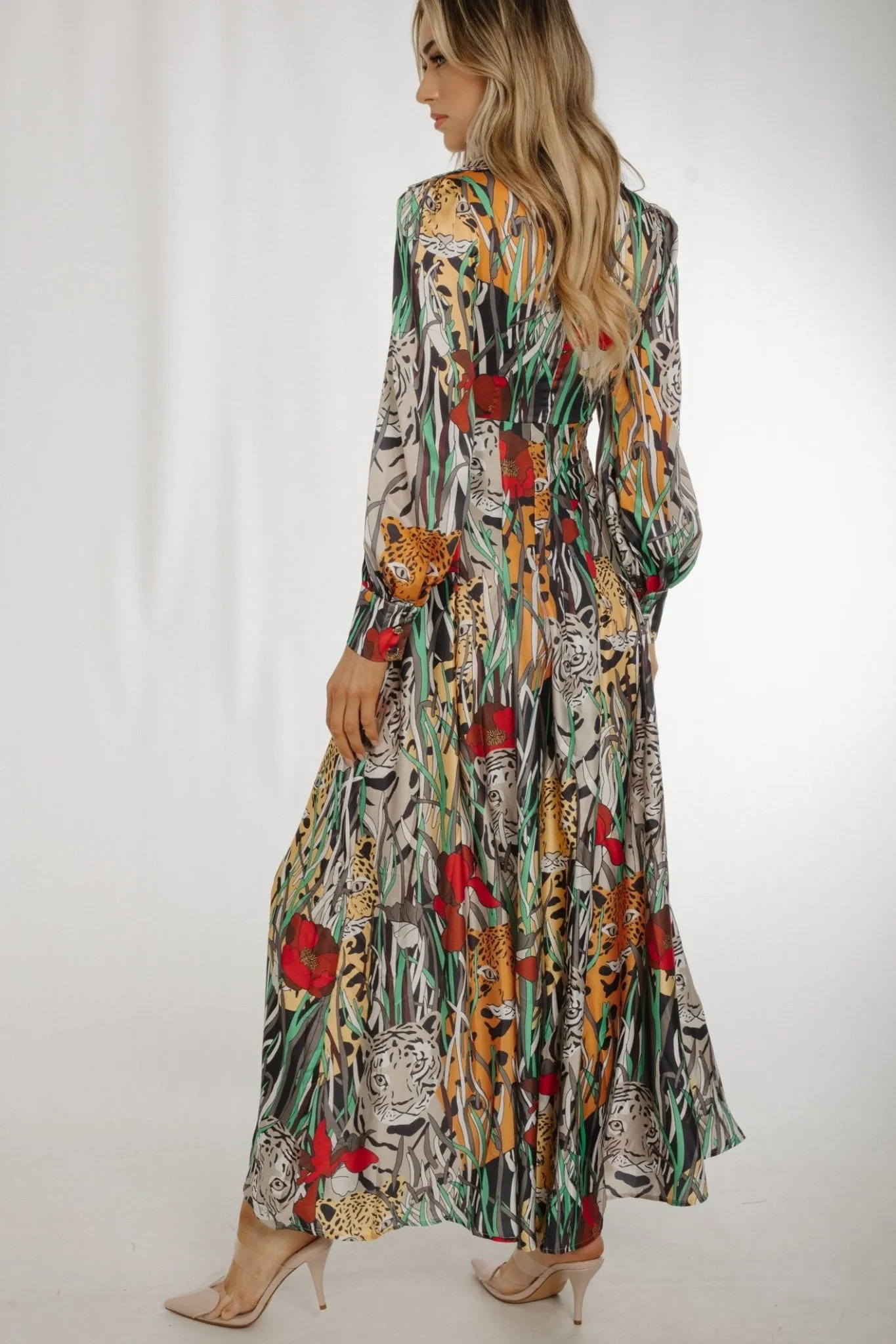 Holly Tiger Print Maxi Dress In Multi