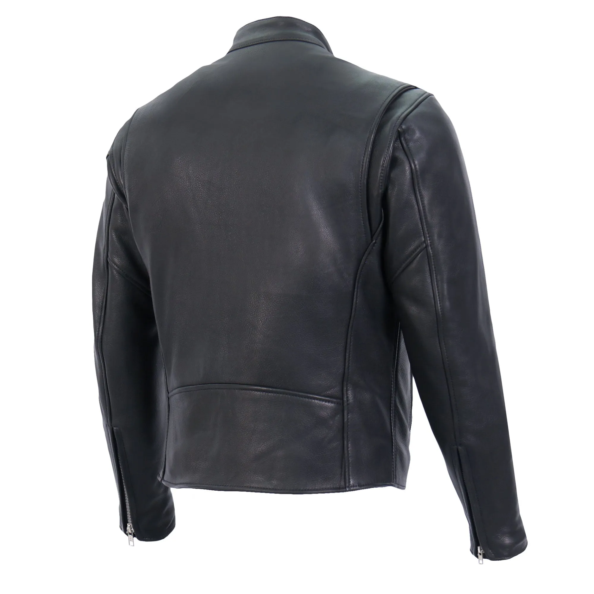 Hot Leathers JKM5006 USA Made Men's Black Leather Motorcycle Biker Jacket