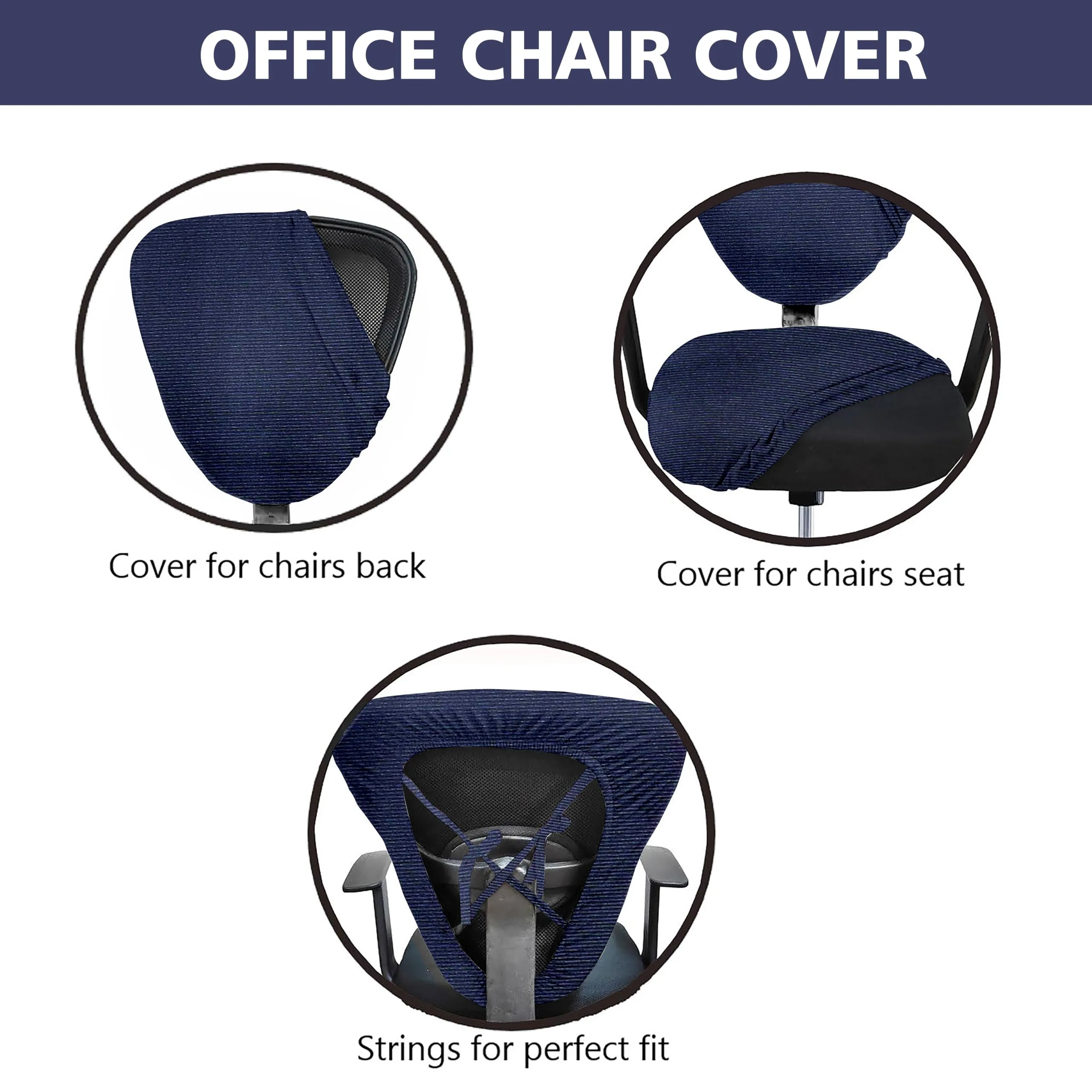 HOTKEI Blue Dry Fit Office Chair Cover Pack of 1 Water Resistant Seat Chair Covers Stretchable Rotating Computer Chair Slipcovers Protector High Chair Cover for Office Desk Chair 2 Pcs