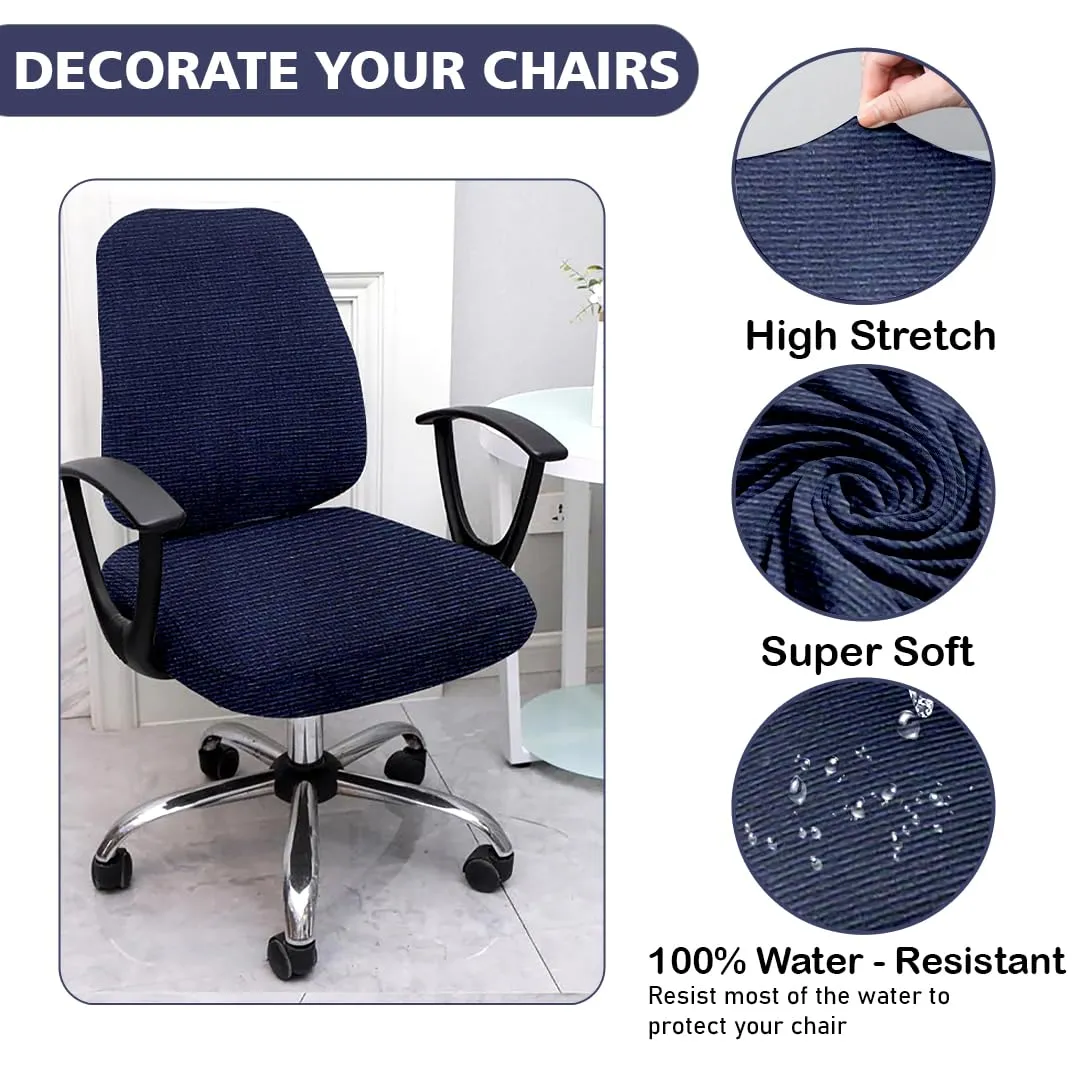 HOTKEI Blue Dry Fit Office Chair Cover Pack of 1 Water Resistant Seat Chair Covers Stretchable Rotating Computer Chair Slipcovers Protector High Chair Cover for Office Desk Chair 2 Pcs