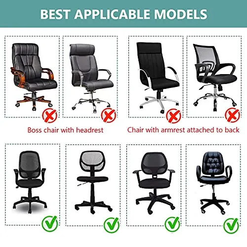 HOTKEI Navy Blue 2 Piece Office Chair Cover Pack of 1 Stretchable Elastic Polyester Blend Removable Washable Office Computer Desk Executive Rotating Chair Seat Covers Slipcover Protector